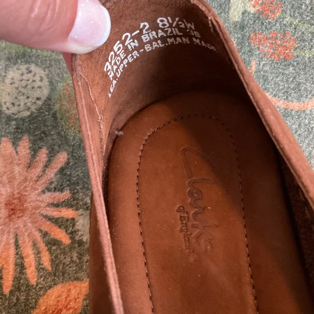 Clarks Loafers Women 8.5W Brown Leather Slip On Comfort Flats 3252-2